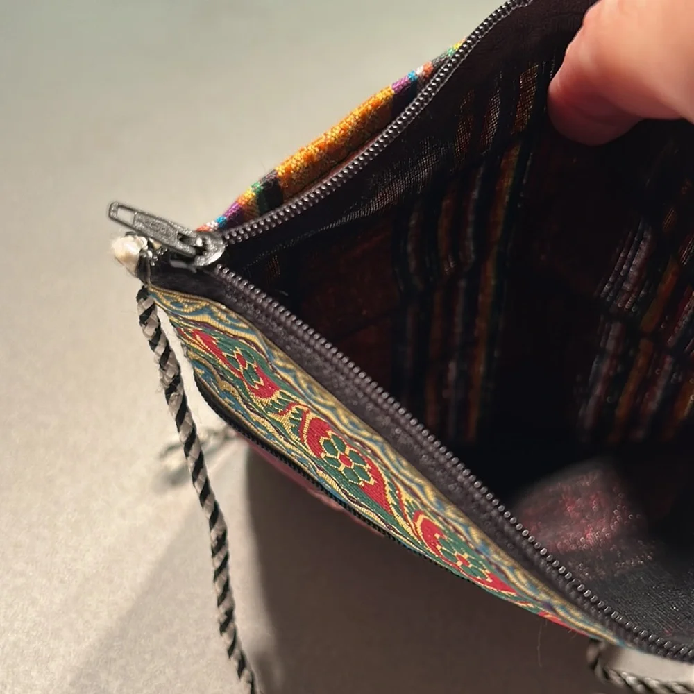 Boho Double Zippered Shoulder Bag - Picture 2 of 5